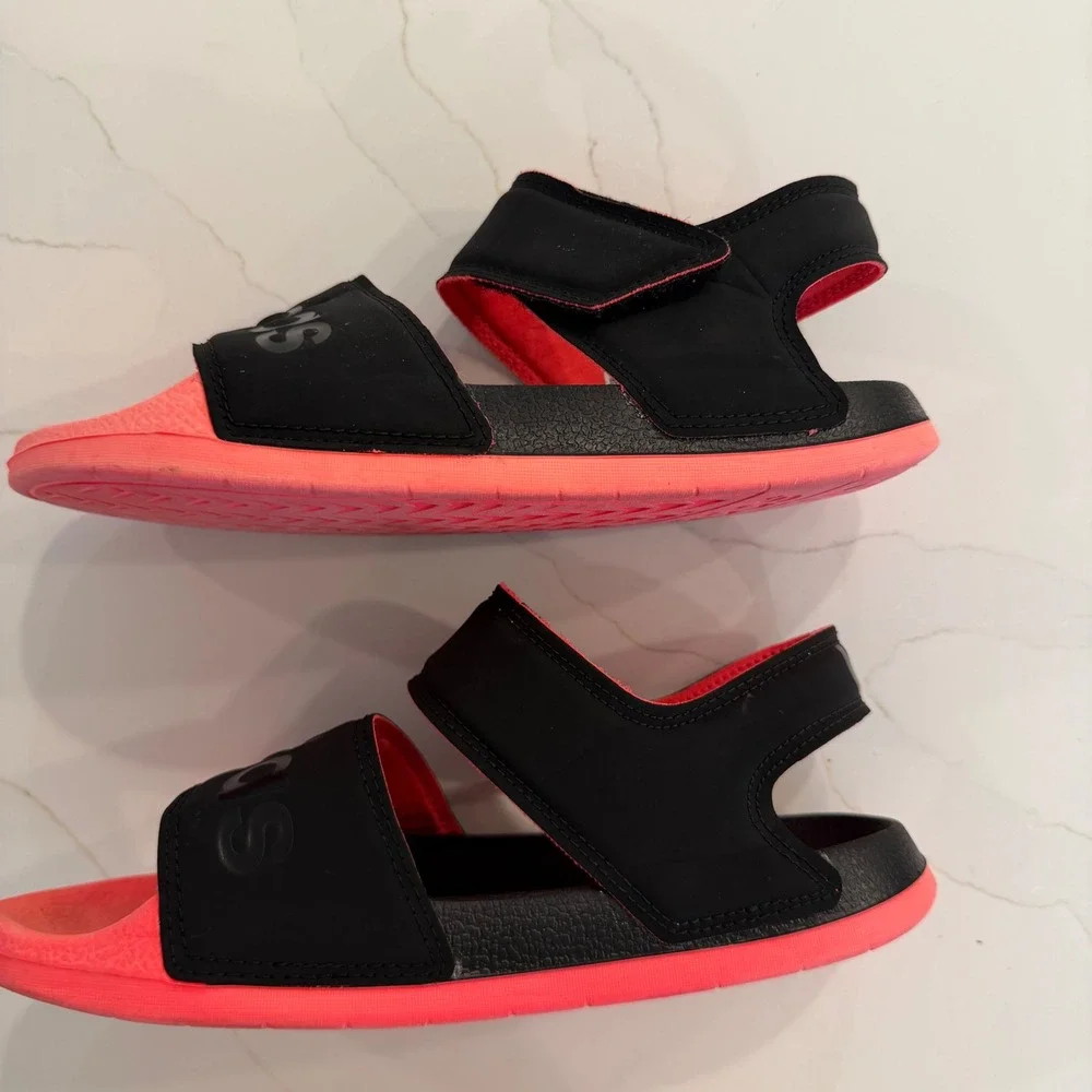 Adidas Adilette Sandal K Black Signal‎ Pink Kids Size 6 FW4300 Sport Sandals